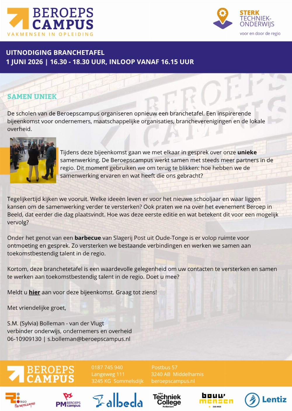 Uitnodiging Branchetafel 1 juni 2026