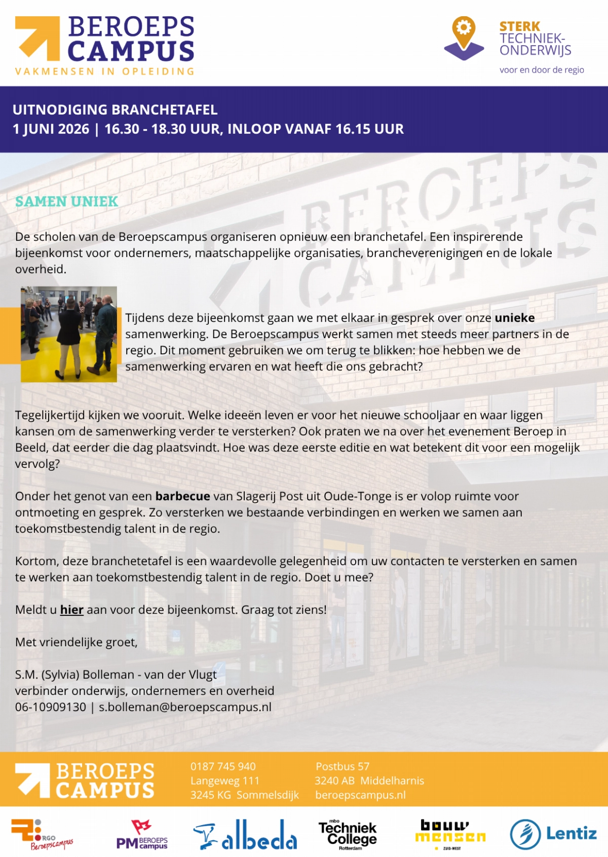 Uitnodiging Branchetafel 1 juni 2026